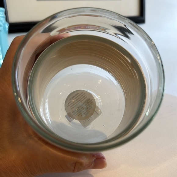 Pottery Barn Palm Woven Rattan and Glass Hurricane Candleholder - Picture 2 of 7